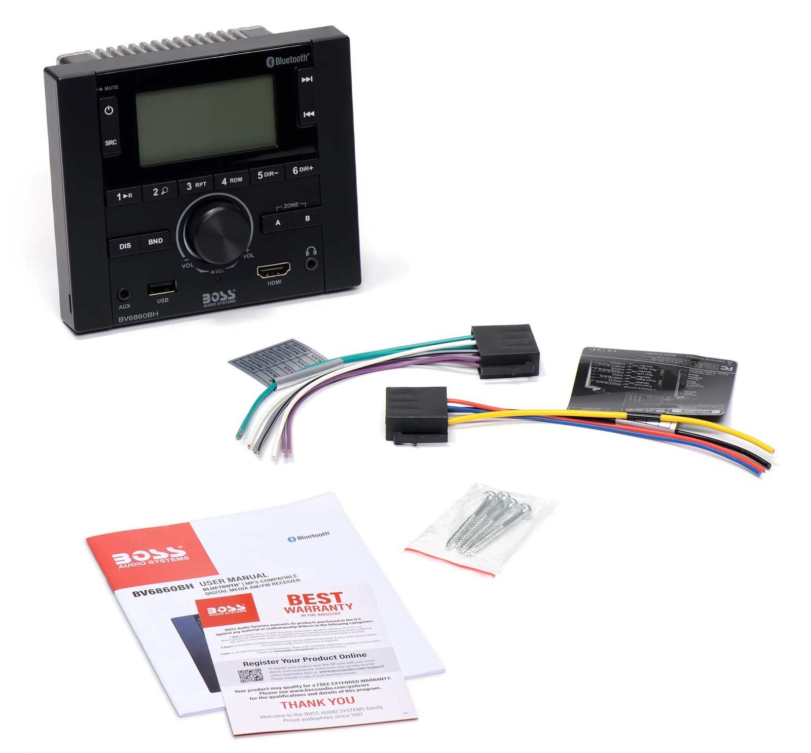 Boss Audio BV6860BH Mobile Home RV Stereo AM/FM Digital Media Bluetooth Receiver