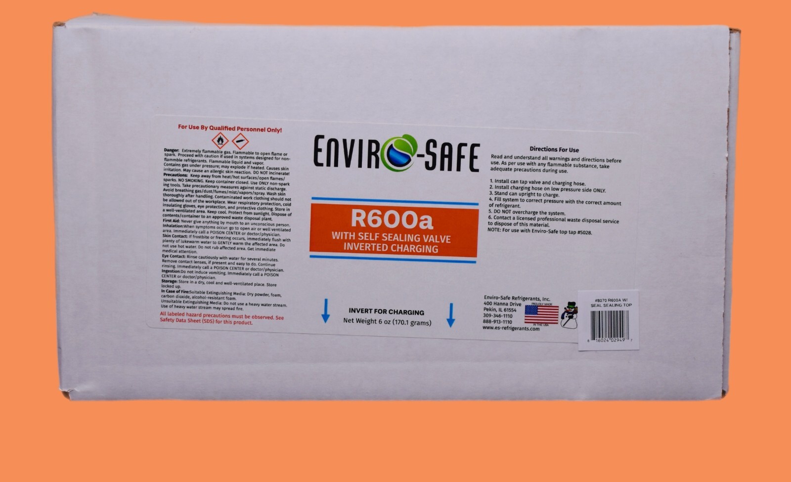 Enviro-Safe R600a Refrigerant w/ k28 Self-Sealing Cap | 4 Cans