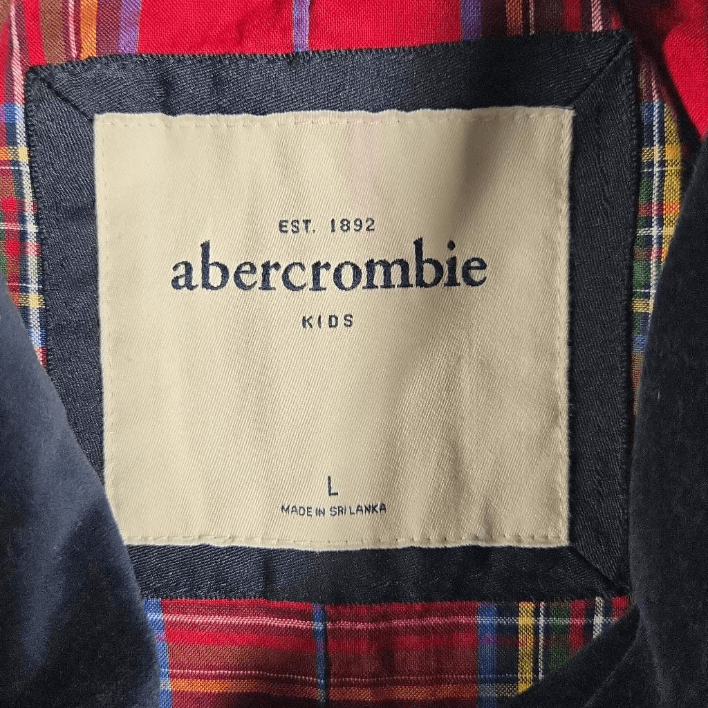 Abercrombie Kids Fitch Velvet Blazer Jacket Youth XL Blue Button Crest Preppy 14