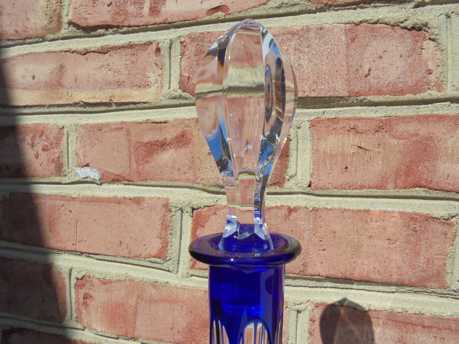 Nachtmann Traube Cobalt Blue Cut to Clear Lg Decanter 15" Excellent