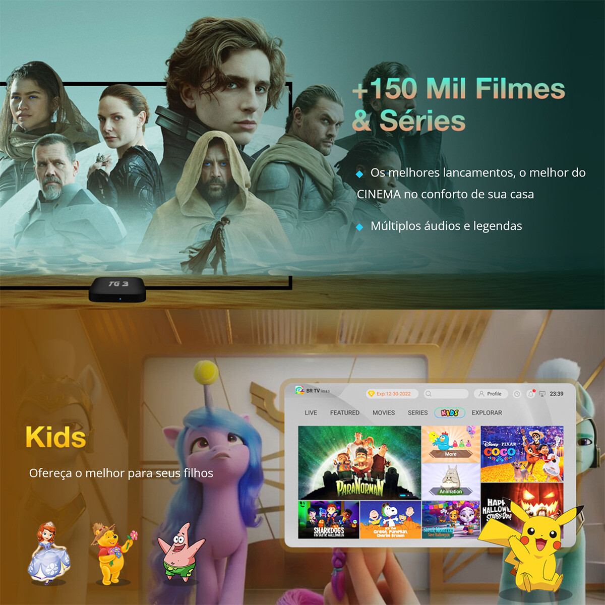 TG3 BR TV BOX A3 UPGRADE 2022 S905X Smart Portuguese Version Android OTT