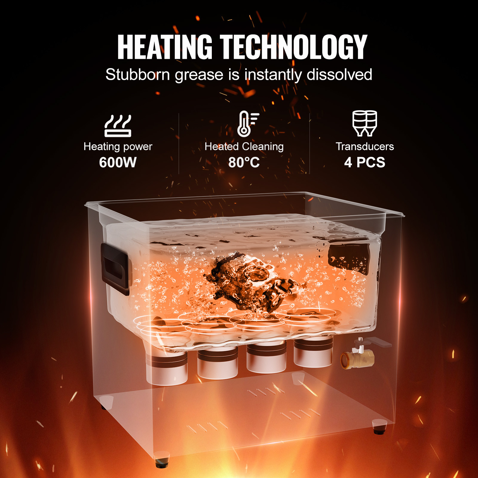 VEVOR 10L Ultrasonic Cleaner Cleaning Machine with Basket Heater and Timer 240W