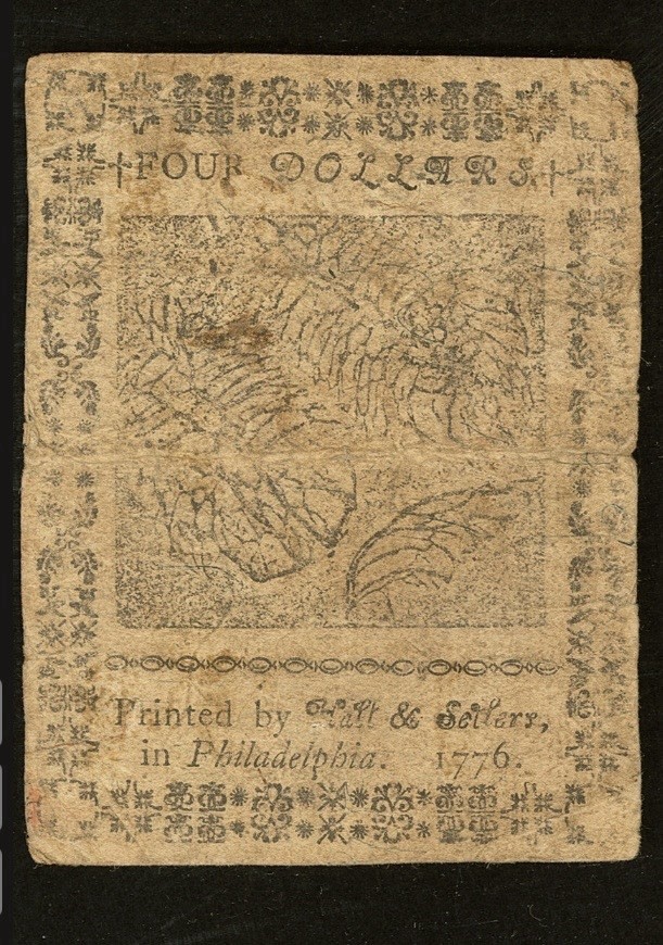 1776 American Revolution $4 Continental Currency, Colonial Banknote CC-26, PCGS