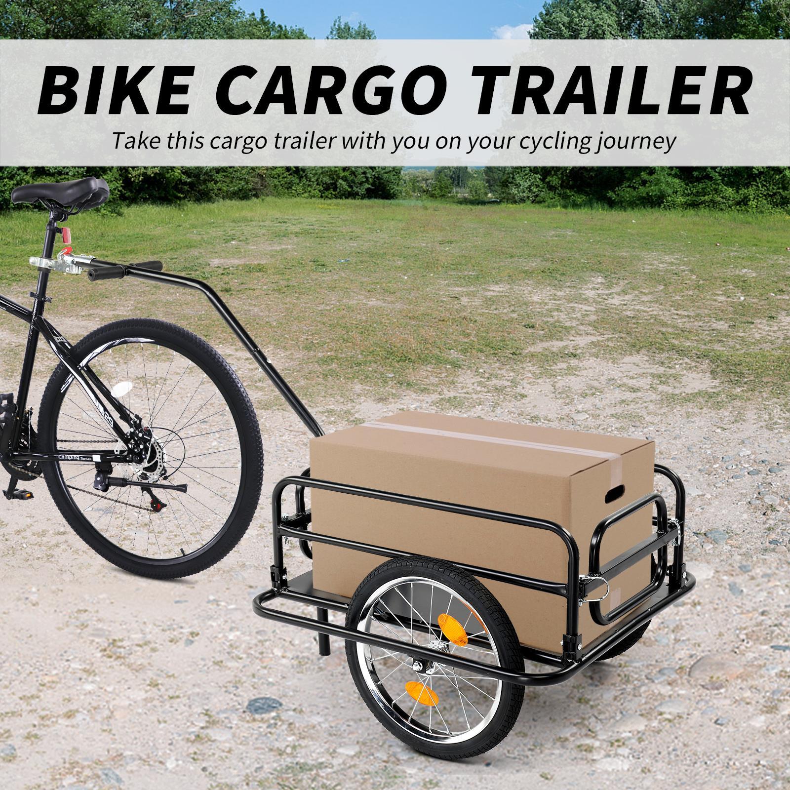 Bike Cargo Trailer, Foldable Bicycle Trailer, Luggage Wagon w/ Universal Hitch