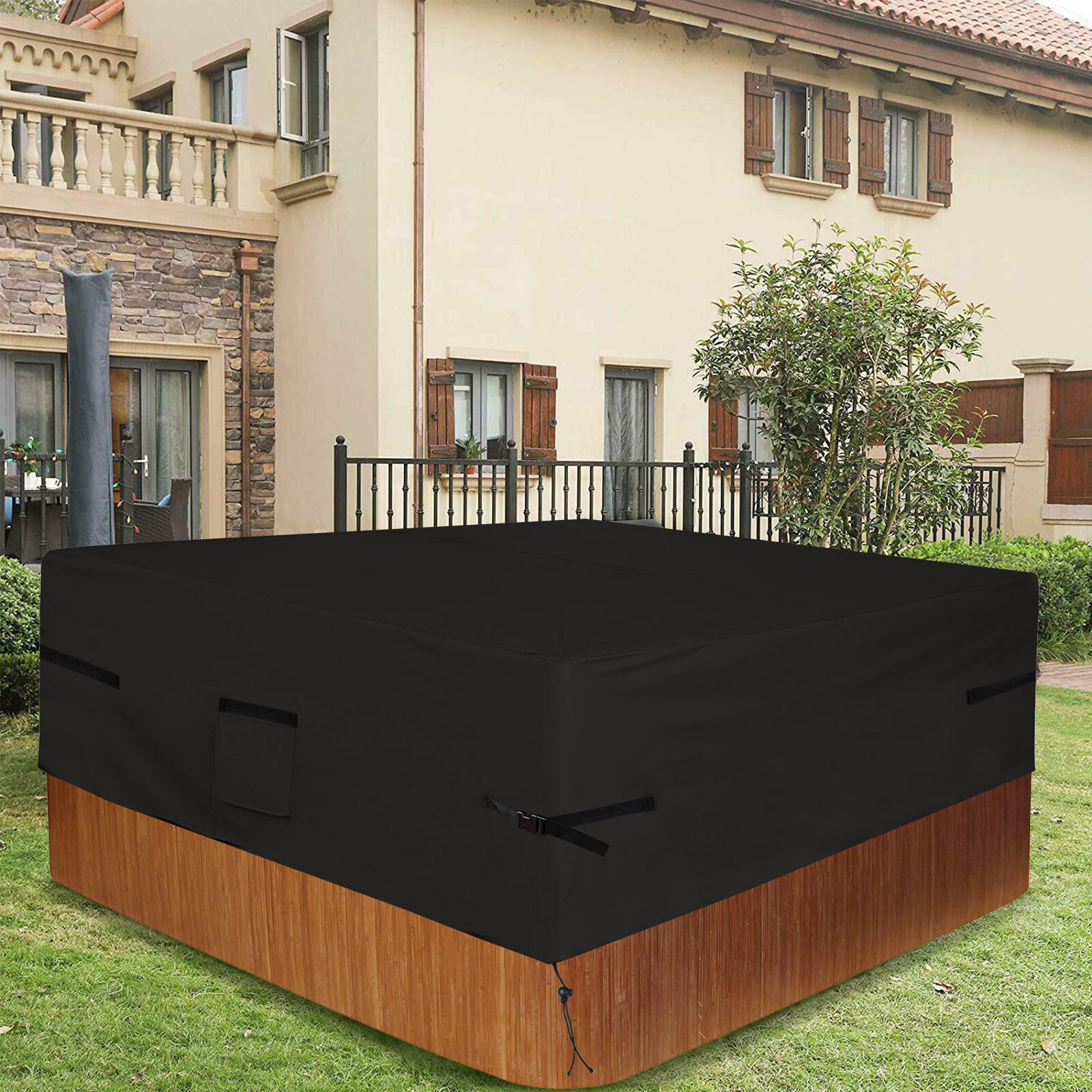 Waterproof 600D Square Hot Tub Cover Outdoor SPA Covers All Weather Resistant