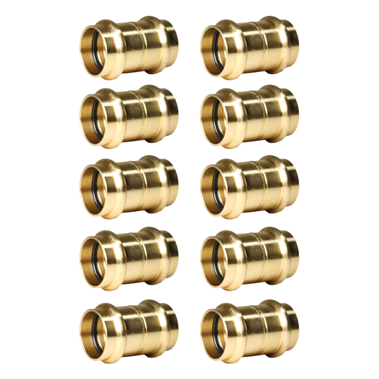 10 Pack XFITTING 1" Press Coupling, Lead Free Brass, ProPress