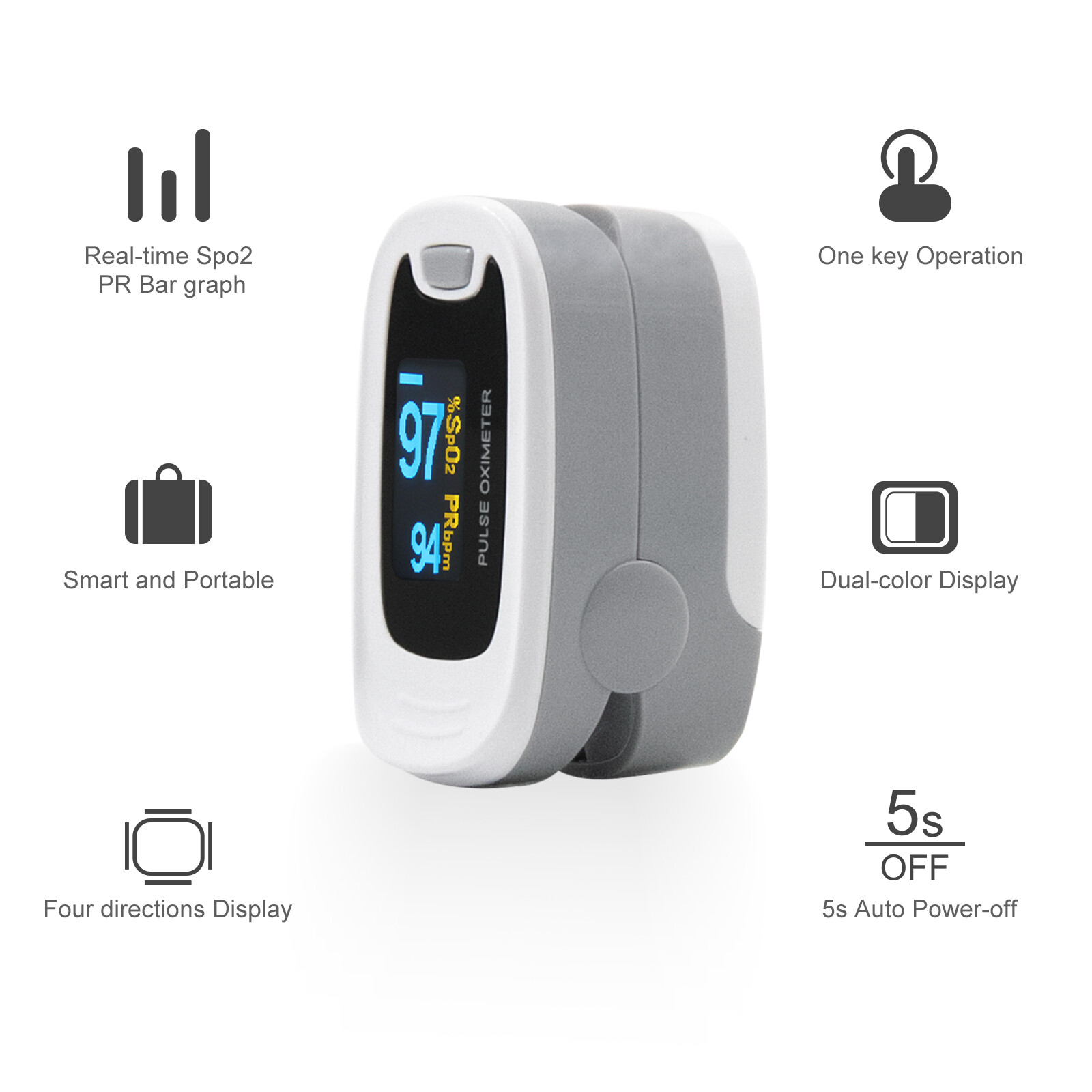 FDA Finger Pulse Oximeter OLED Blood Oxygen Meter Heart Rate SpO2 Monitor Sensor