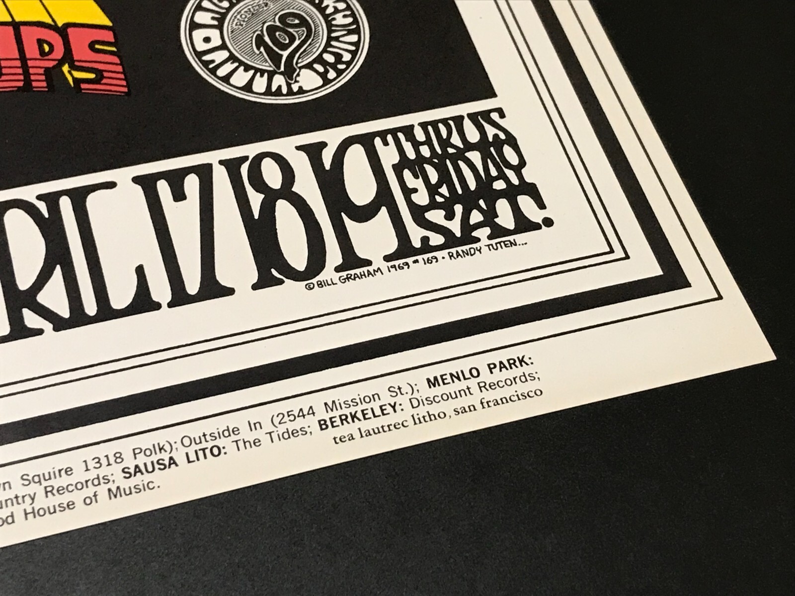 The Band - 1969 Winterland San Francisco, CA - Bill Graham 1st Print Poster