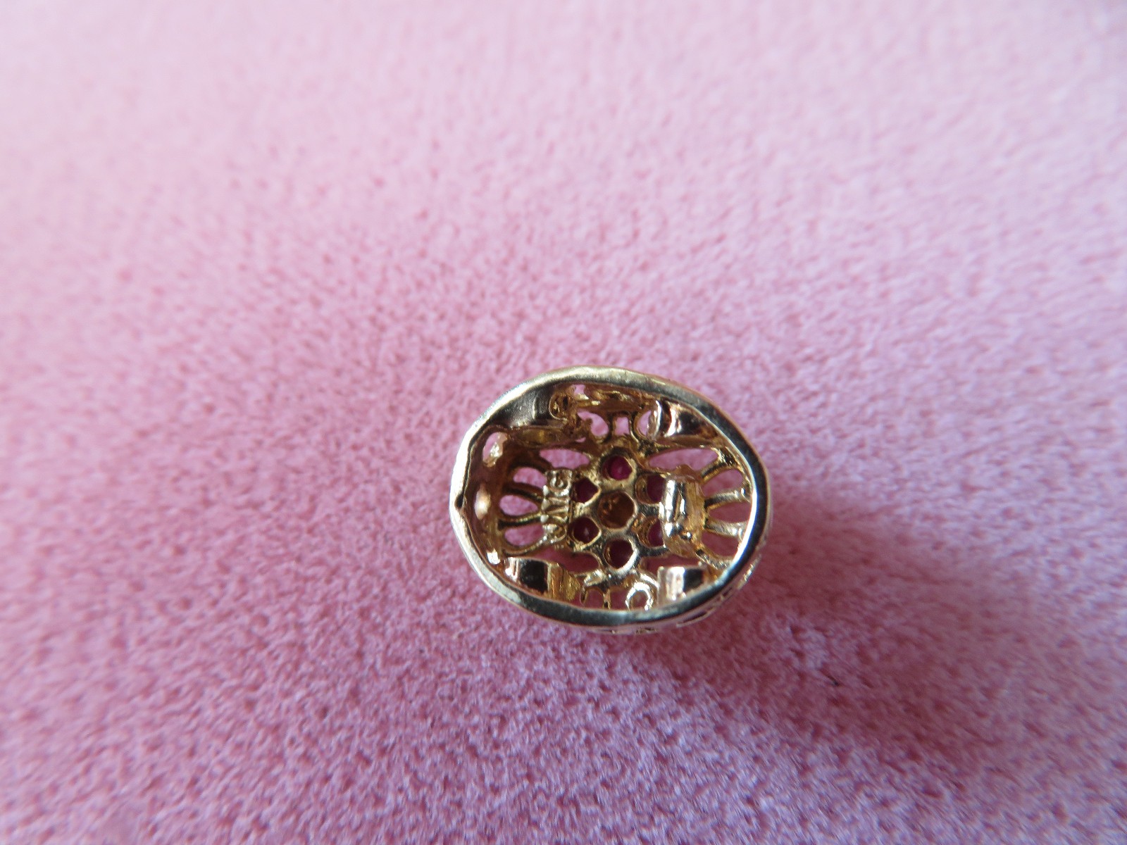 OMG 10K Solid Two Tone Gold Ruby Slide Charm for Bracelet