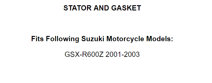 Stator & Gasket for Suzuki GSXR750 GSX-R750 750 2001 2002 2003 New