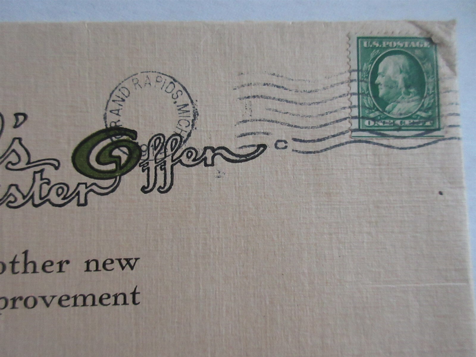 1912 vintage Bissell's large envelope Bissell's Offen Easter