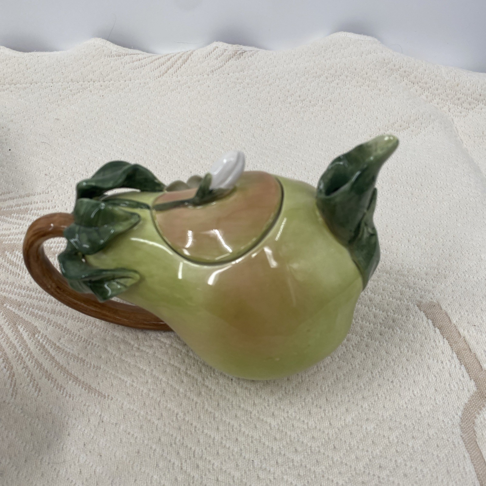 Vtg Lot 6 Ceramic Fruit Teapots: pair, Pineapple Peach Pomegranate & Watermelon