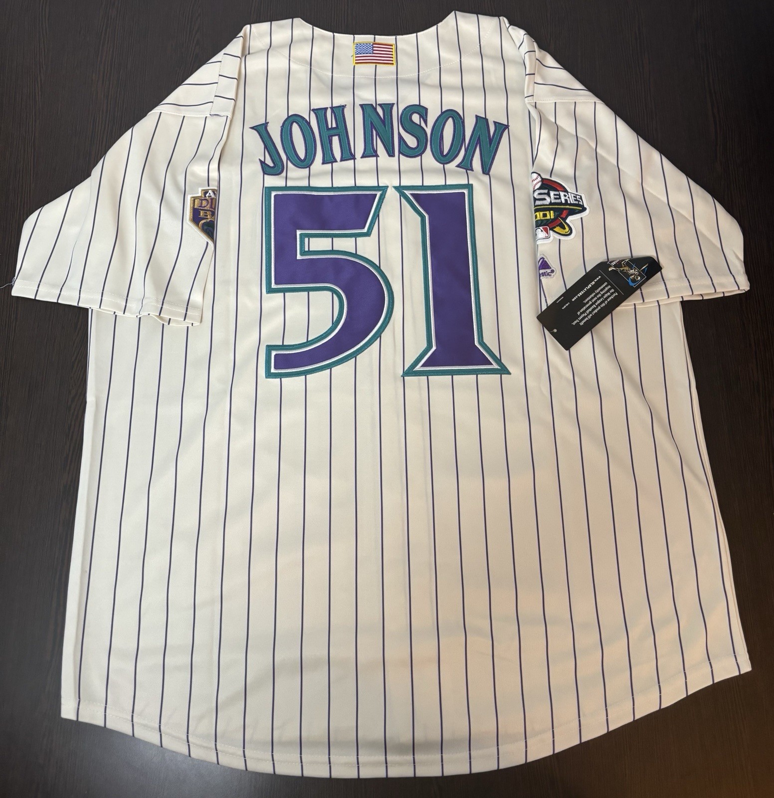 SALE Retro Randy Johnson 2001 Arizona Diamondbacks Men's World Series Jersey