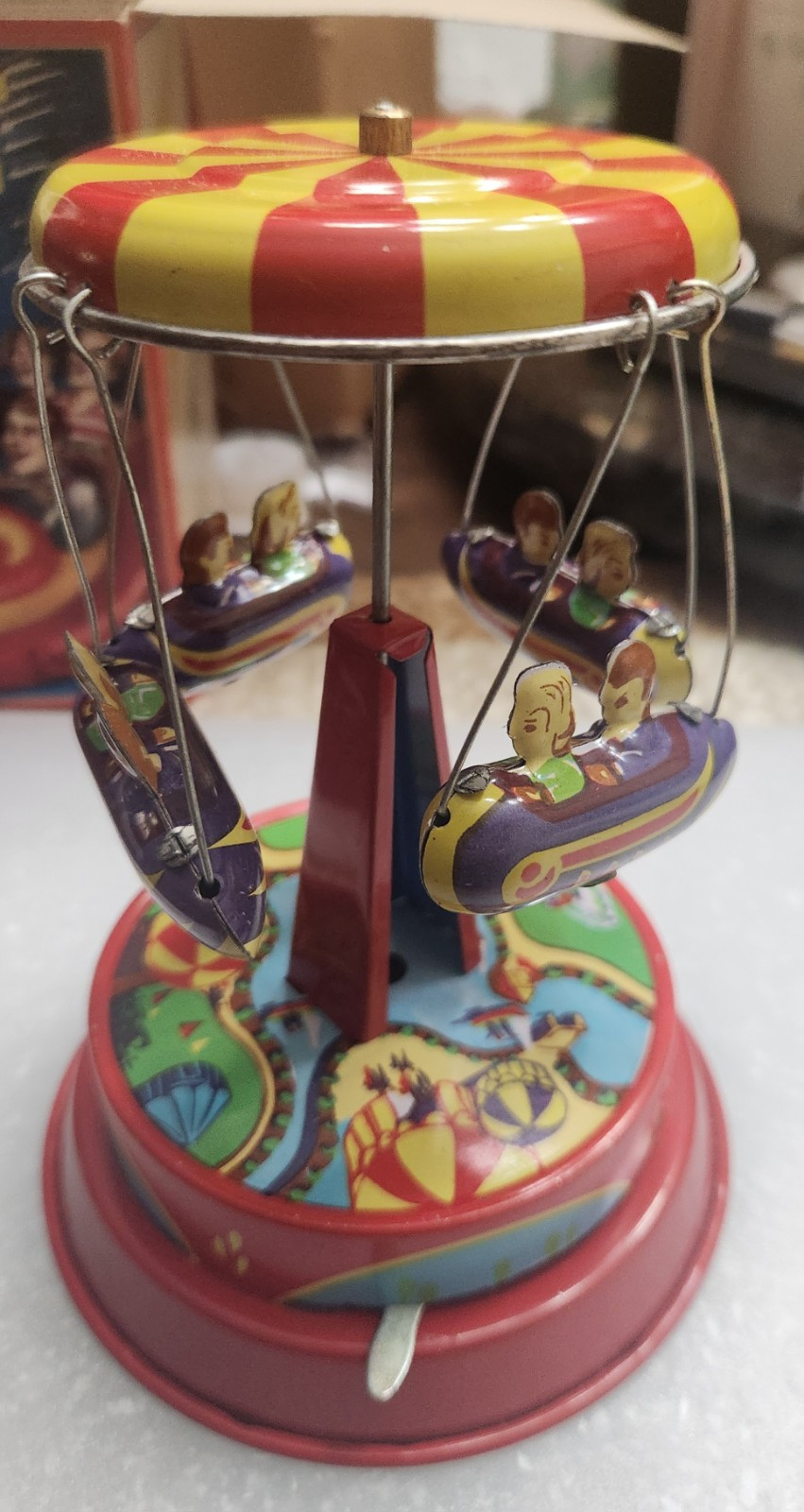 Rocket Ride Carousel • Schylling 2000 Vintage Tin Toy