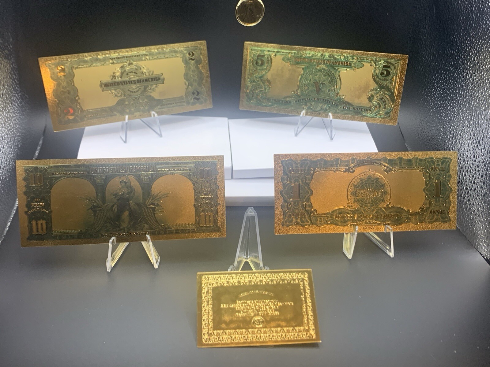 4PC MINT Banknote W/COA Lot💵GOLD 1899 $10 Bison&$1 Eagle Rep*Notes+PennyN More~