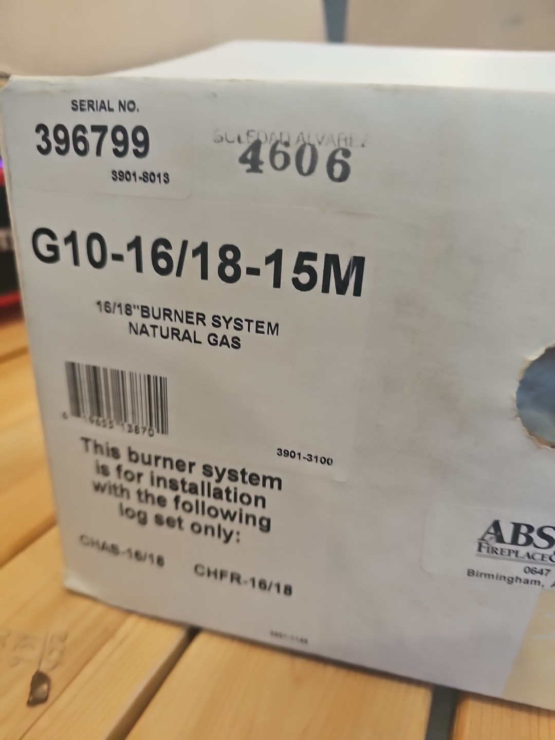 Petersen RealFyre G10 16/18" Gas-Log Natural Gas Burner System Vent Free