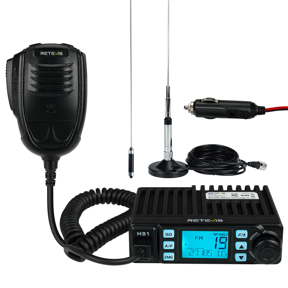 Retevis MB1/MB2 CB Radio Dual-Mode AM/FM,12V/24,4 W,40Channel +Antenna
