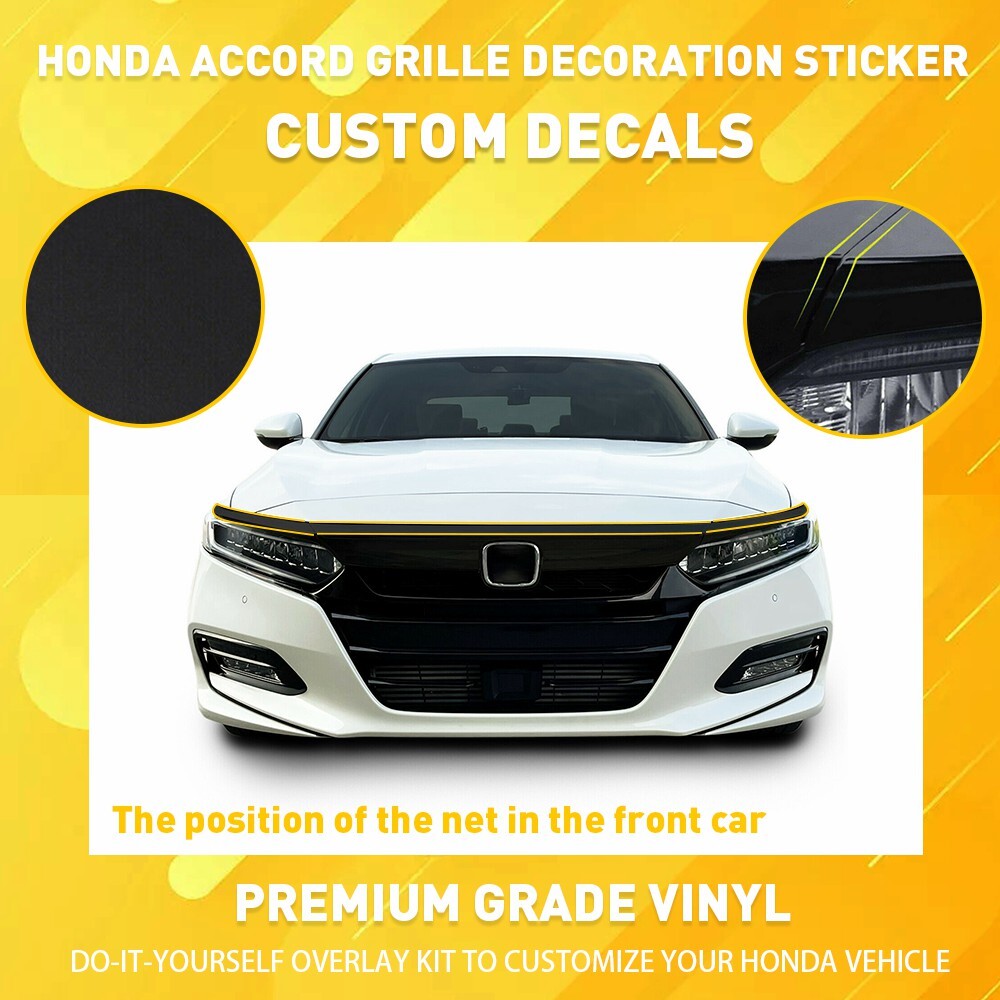 Chrome Delete Blackout Overlay for 2018-20 Honda Accord Front Grill Trim
