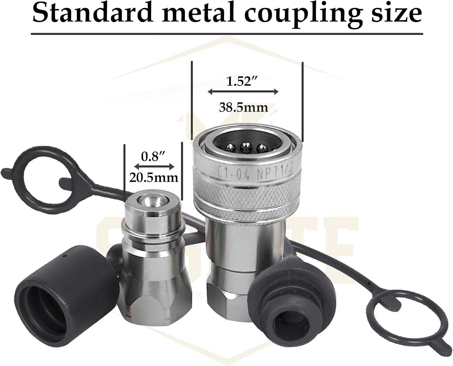 2 Set,1/2 Tractor Hydraulic Coupler Male Dust Cap and Female Plug Cover,ISO A Hy