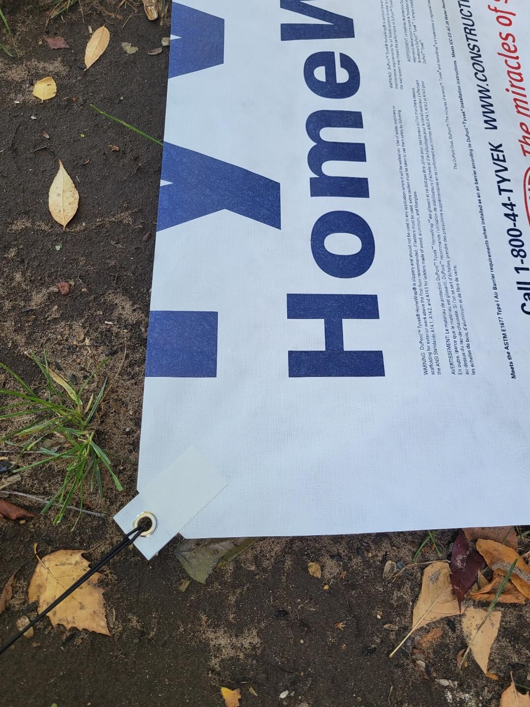 4 - Peel & Stick Grommet Tabs w/ Cords for Tyvek Homewrap Tent Footprint sheets