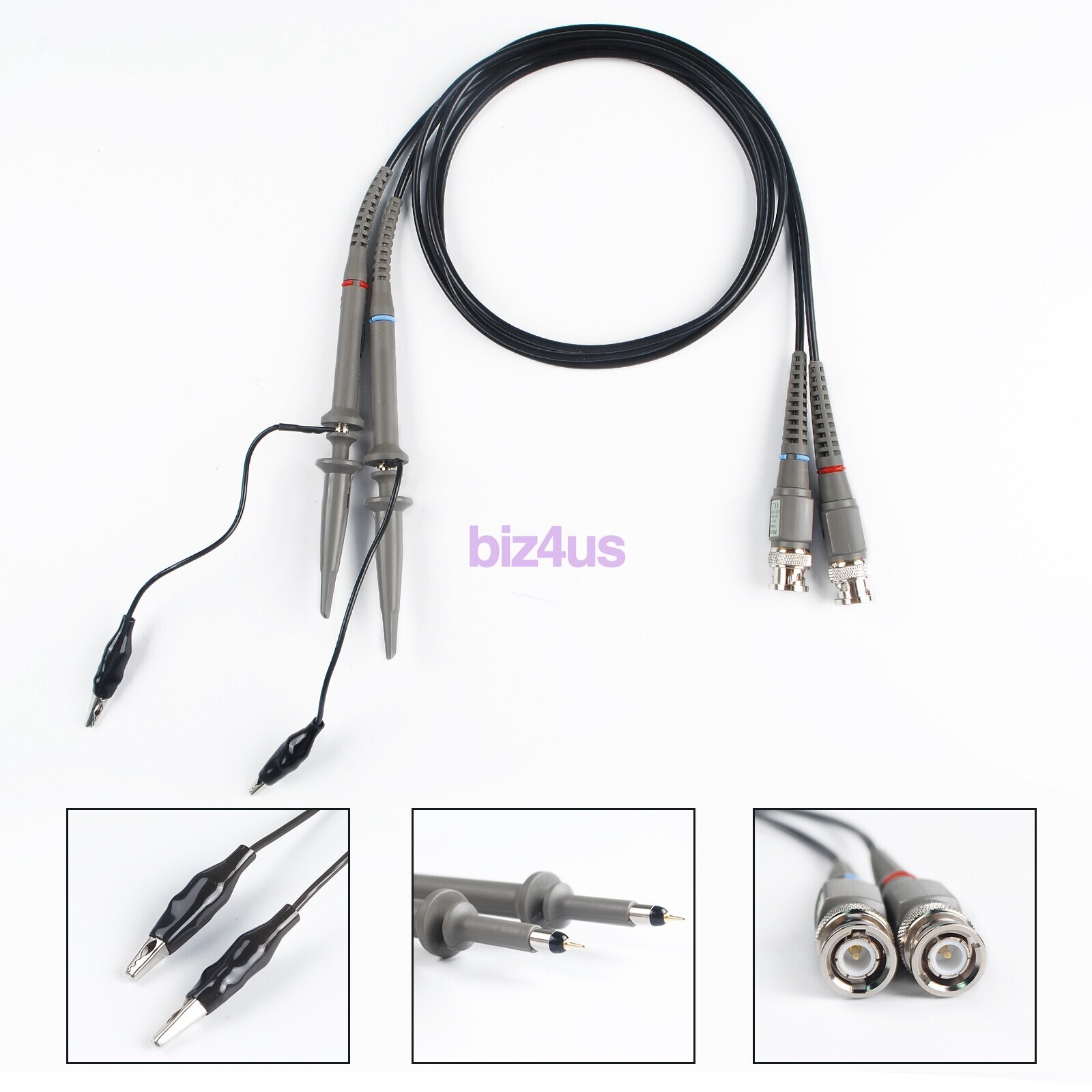 2xFor BNC Oscilloscope Probe Kit P6100 100MHz 1X 10X Precision Scope Clip Probes