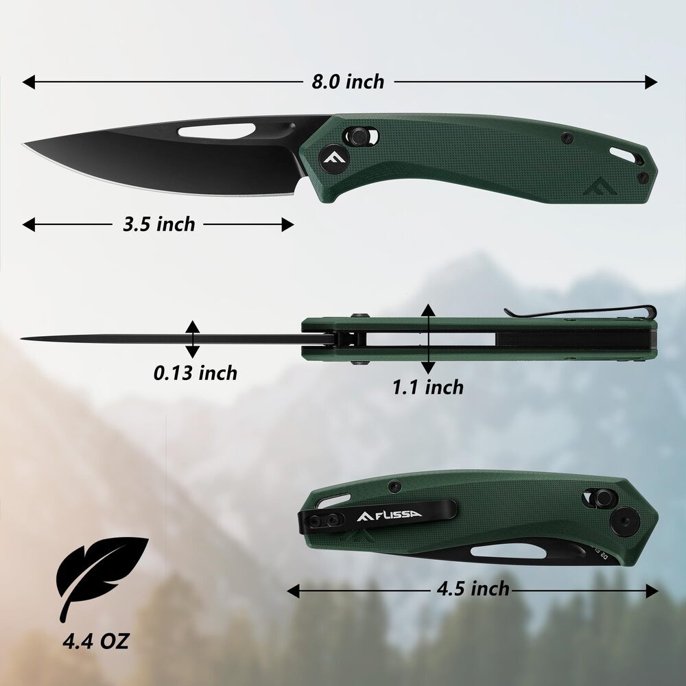 Tactical Folding Pocket Knife G10 Handle Axis Lock 3.5inch D2 Steel Blade