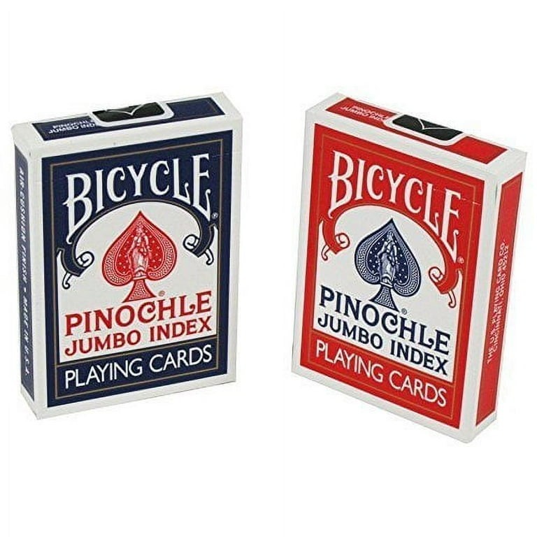 2 Decks - Bicycle Pinochle Special 48-Card Decks Blue & Red Playing Cards Jumbo