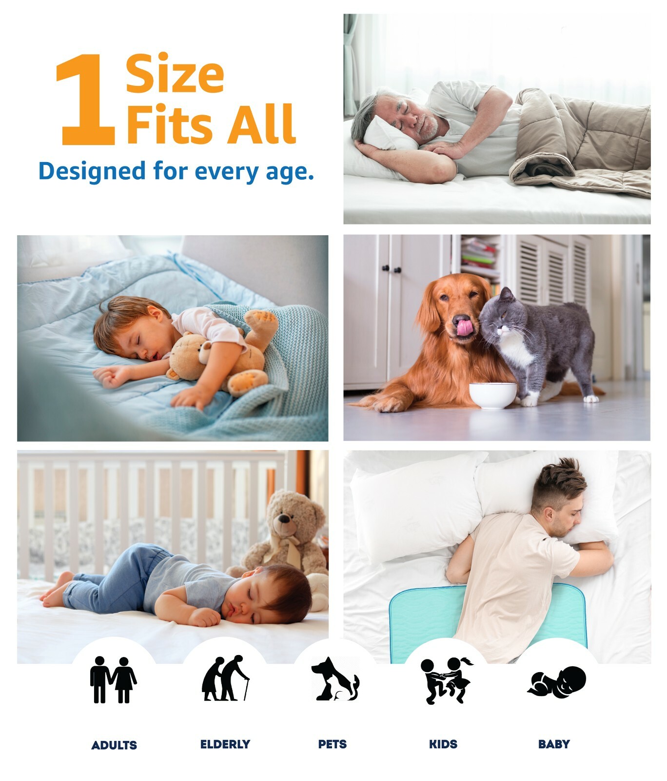 Reusable Underpads Washable Incontinence Waterproof bed pet pads 34"x36" chux