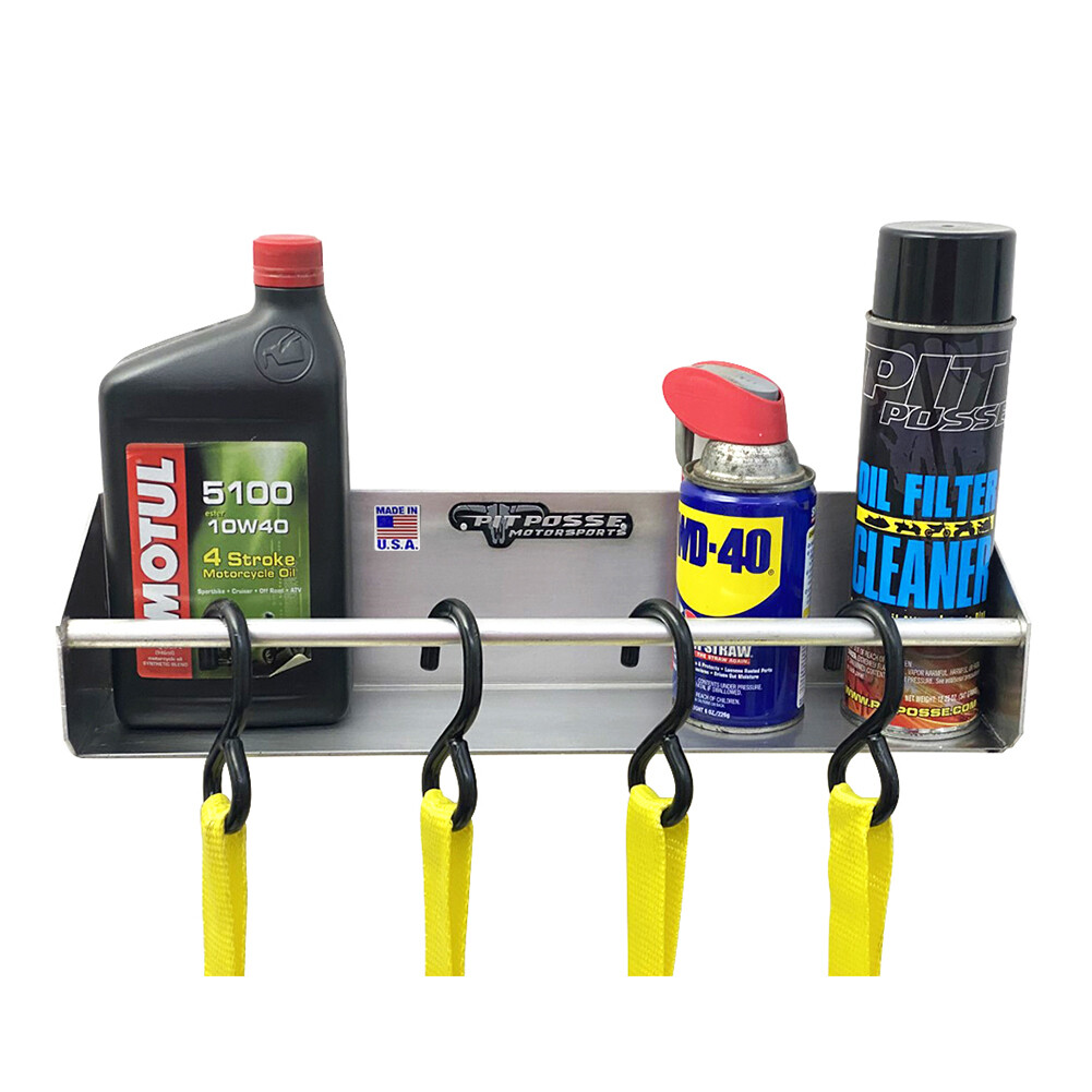 Pit Posse Garage Trailer Organizer Tie-Down Hanger Aluminum Shelf-USA made