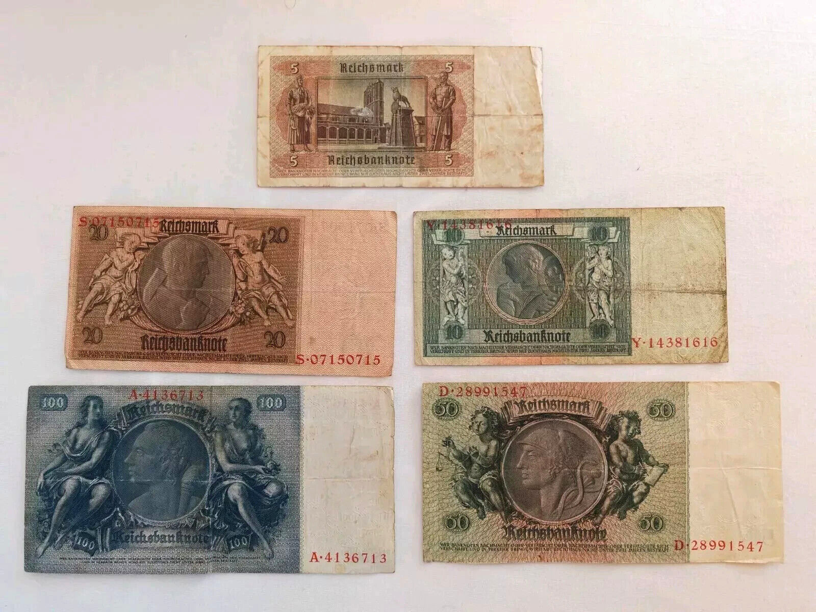 Set of (5 to 100) 5 Genuine German Reichsmark Banknote 1929-1935