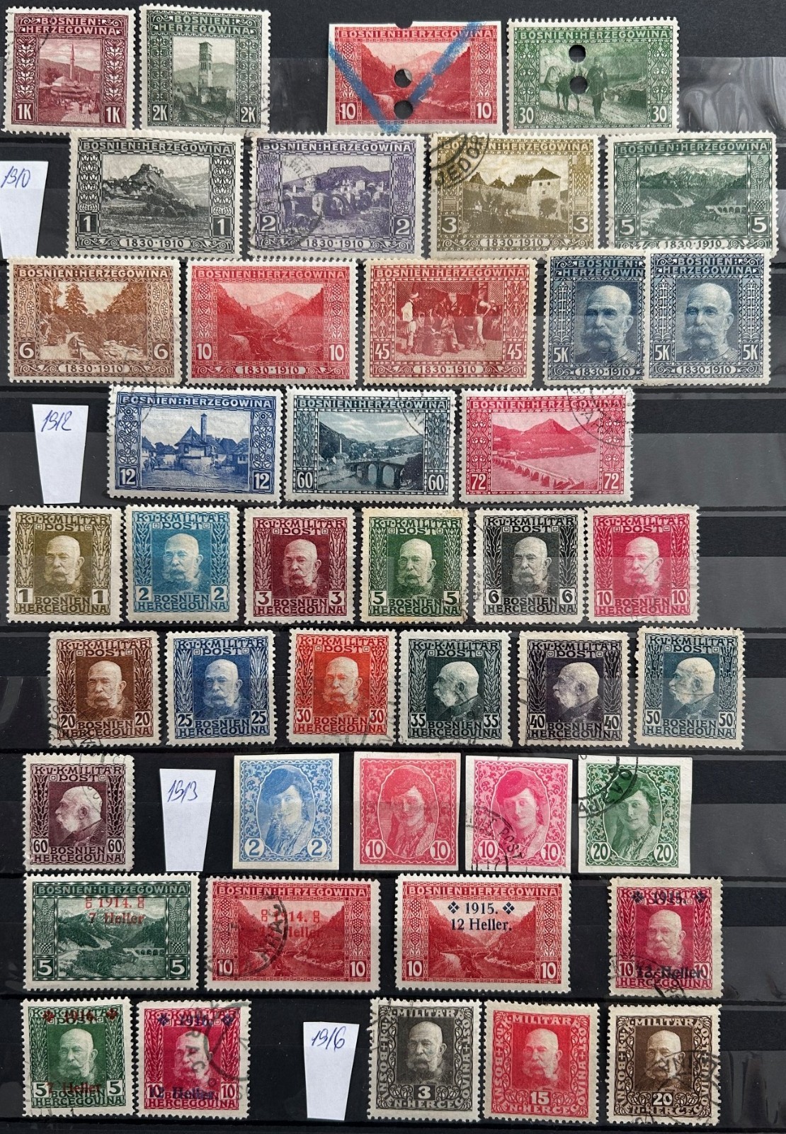 Bosnia & Herzegovina 1879/1918 collection on 3 pgs with rare stamps old CV 386 €
