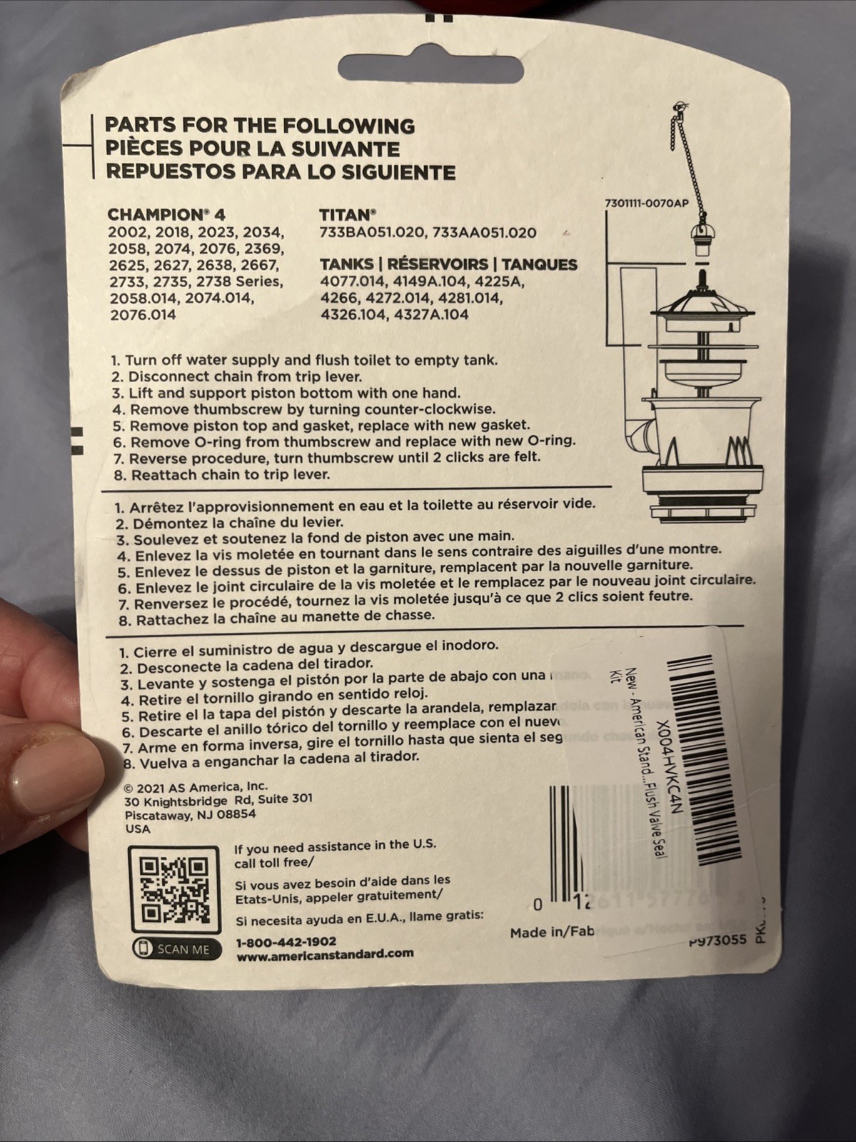 American Standard Flush Valve Seal Kit 730111-0070AP