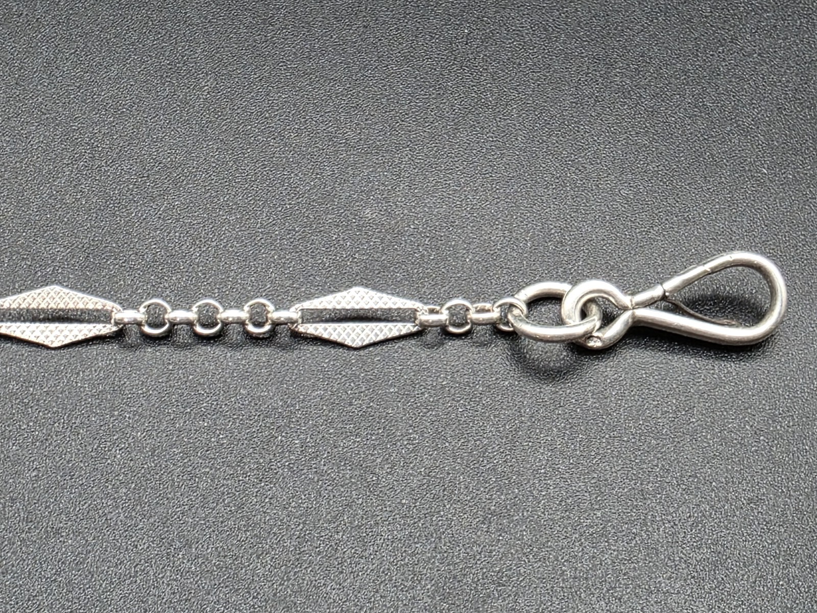 Antique Art Deco Silver Single Albert Pocket Watch Chain France c1920s