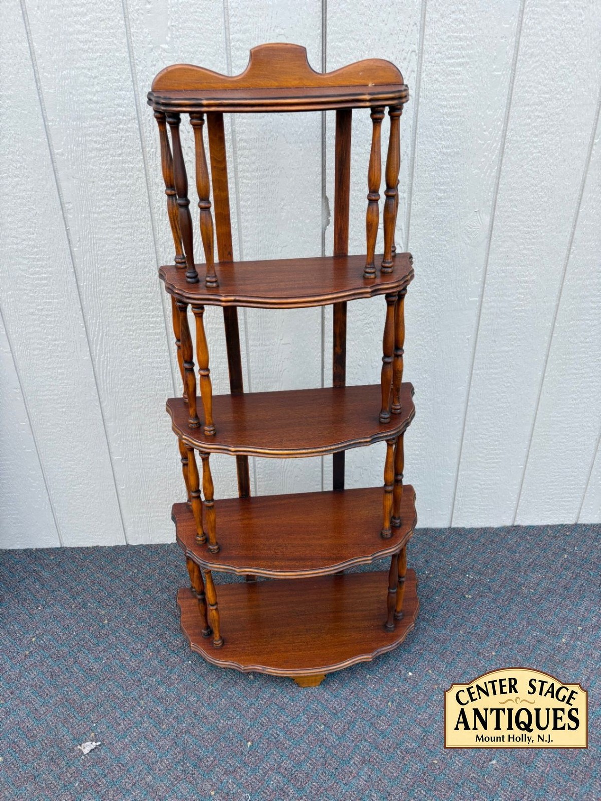67560 Vintage Mahogany Whatnot Etagere Display Shelf with Turned Supports
