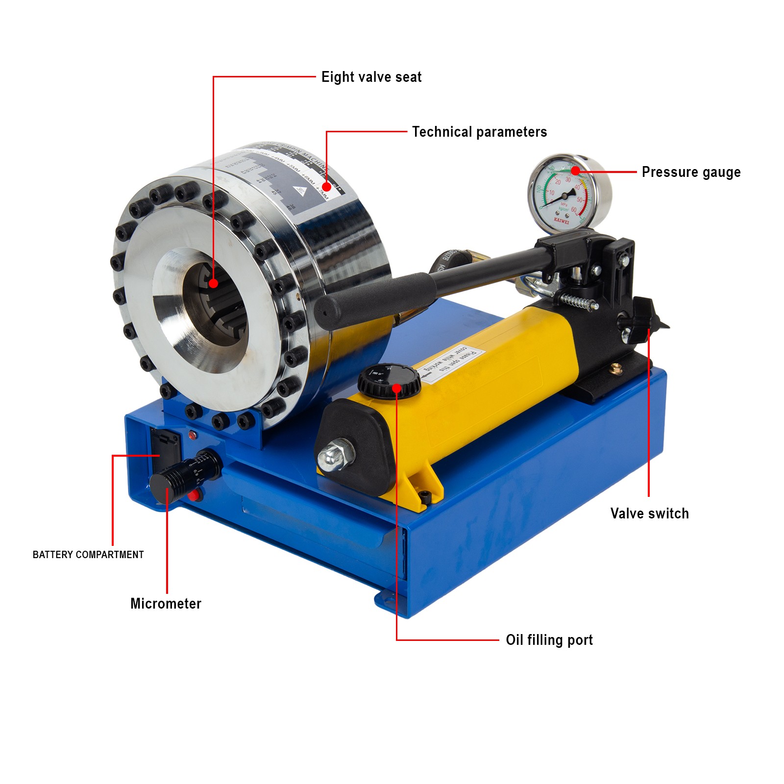 Portable Hydraulic Hose Crimper Pipe Crimping Machine 5600KN With 9 Sets Dies