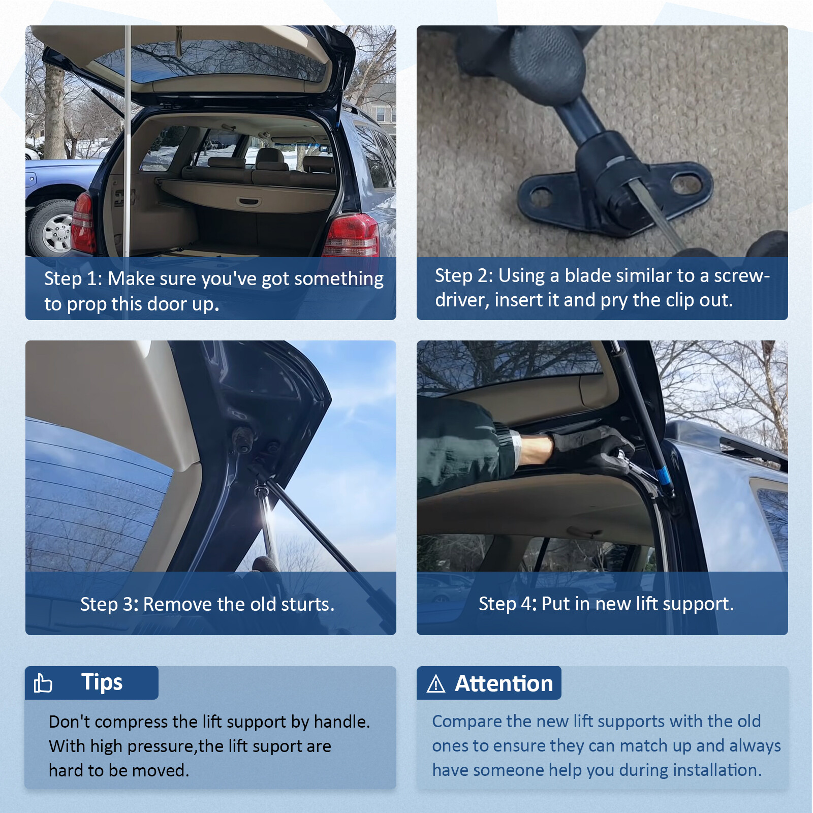 For 2002-2009 Chevy Trailblazer 4 Pcs Window + Liftgate Lift Supports Struts