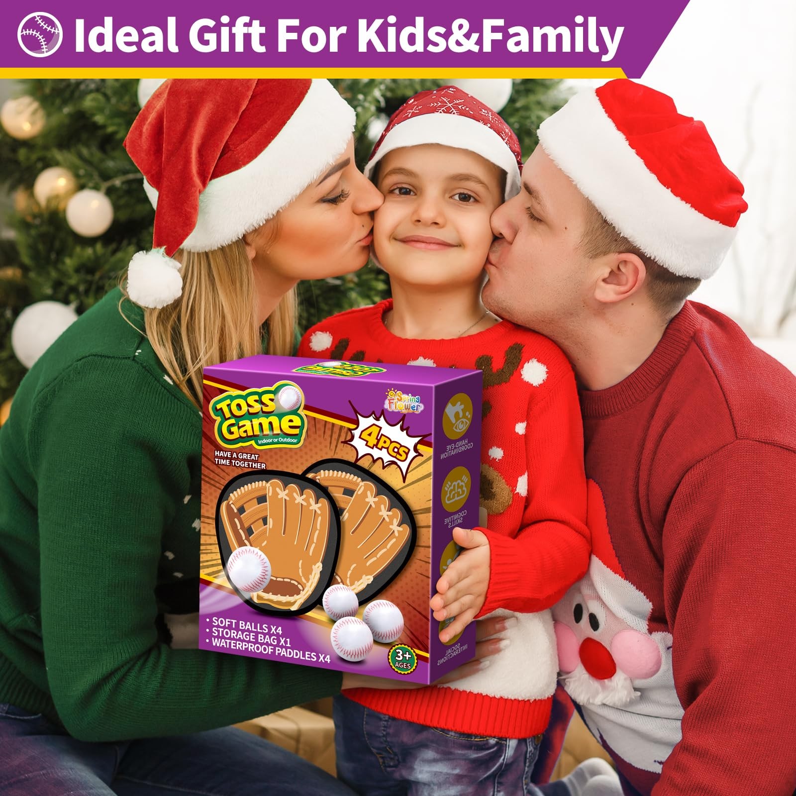 SpringFlower Catch and Toss Game, Outdoor Sport Game Toy for Toddlers Brown