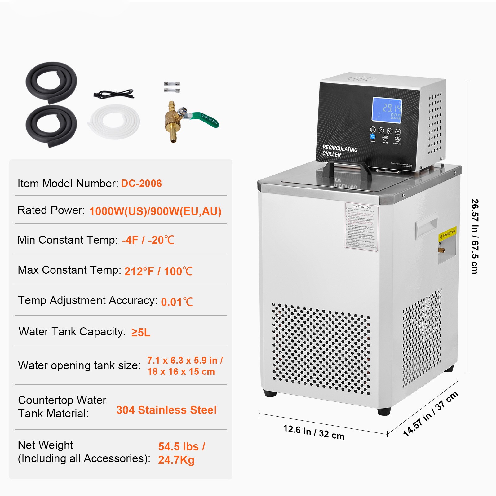 Laboratory Chiller Circulator 6L Lab Recirculating Chiller -4°F-212°F