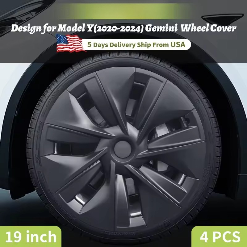 4PC Gemini Wheel Cover Design for TESLA Model Y Vehicle Cap Full Coverage Hubcap