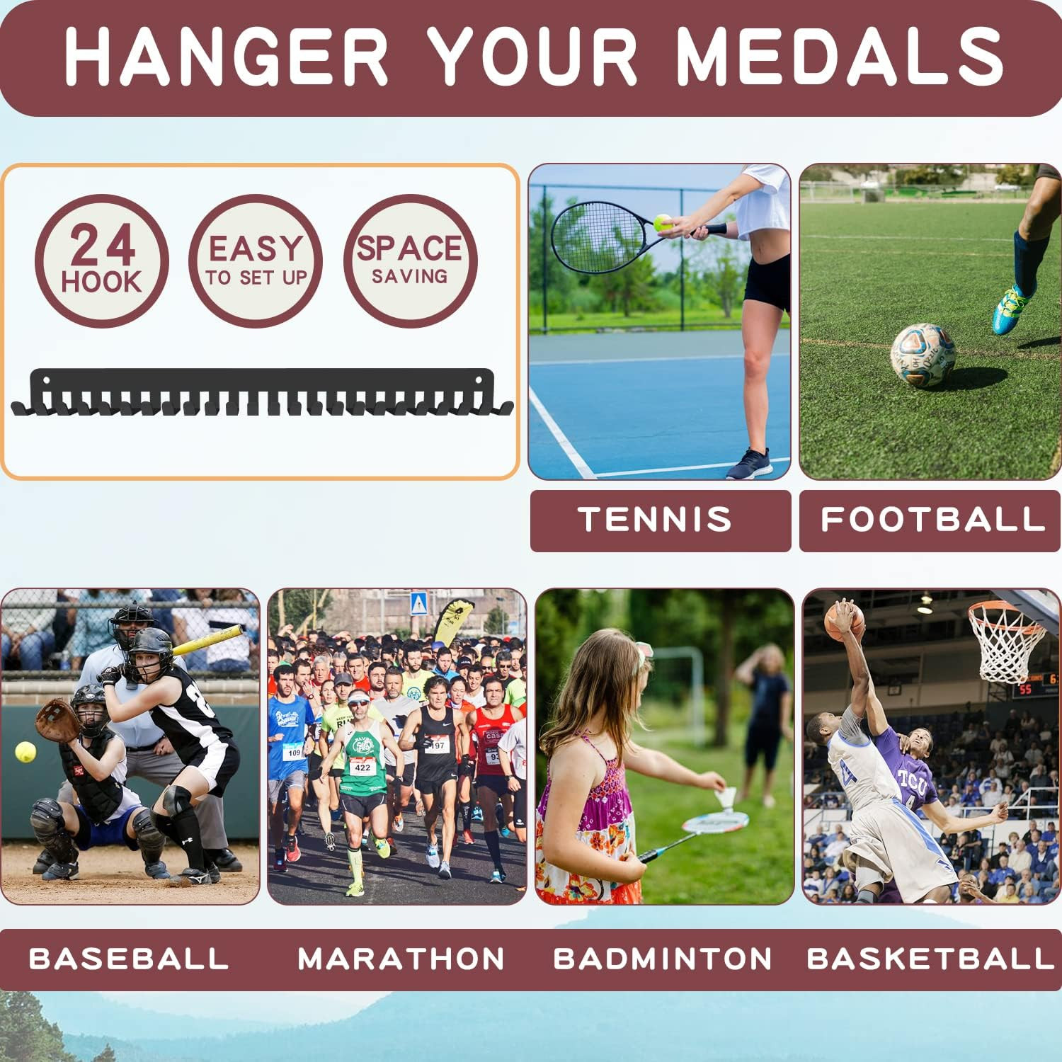 Medal Holder Display Hanger Rack Metal Frame Storage Collector Sport M