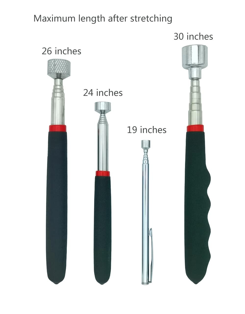 4pcs Magnet Pickup Tool Stick Telescoping Include 8 lb LED Light Grabber Extend