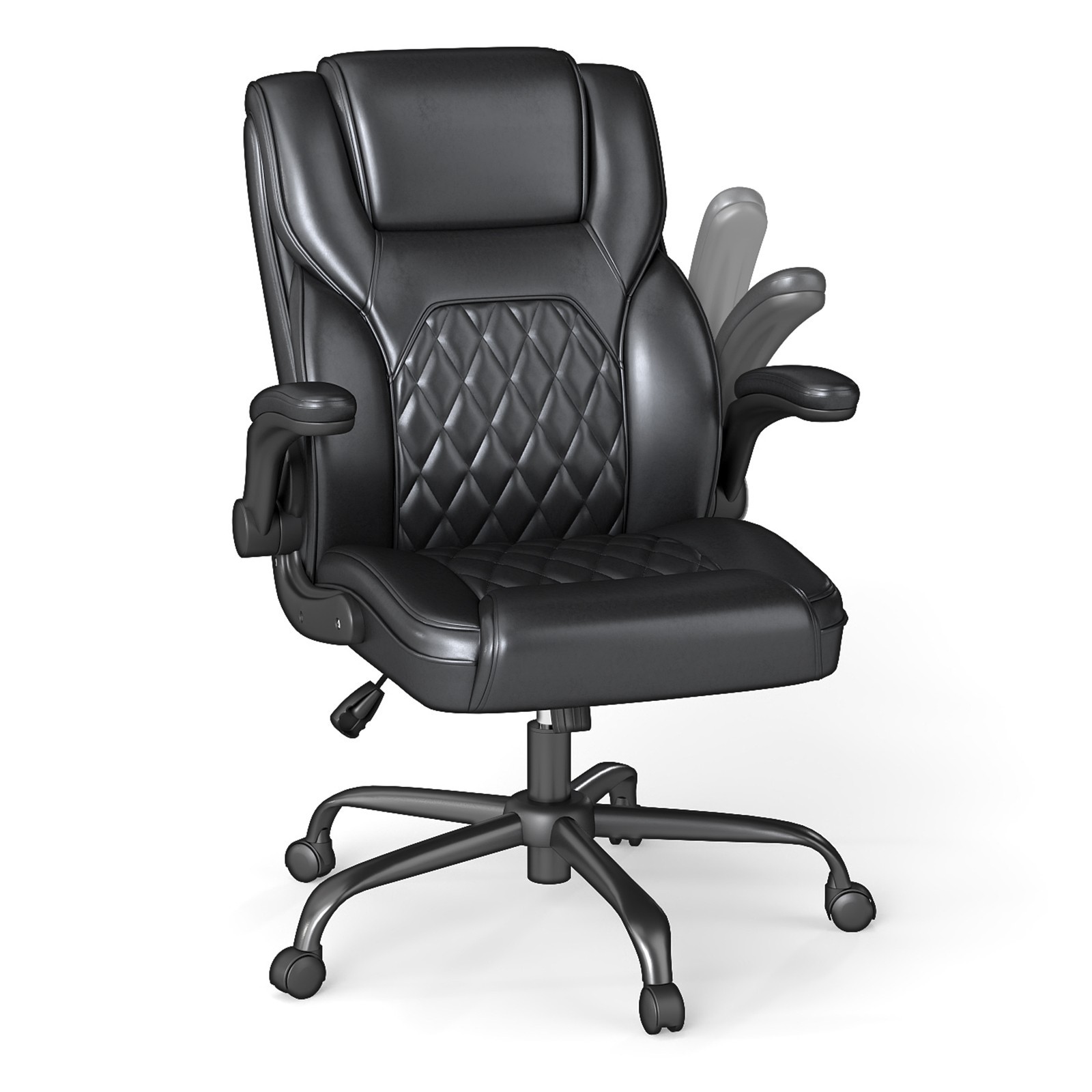 Executive Office Chair, Comfy Ergonomic Computer Desk Chairs with Flip-up Black