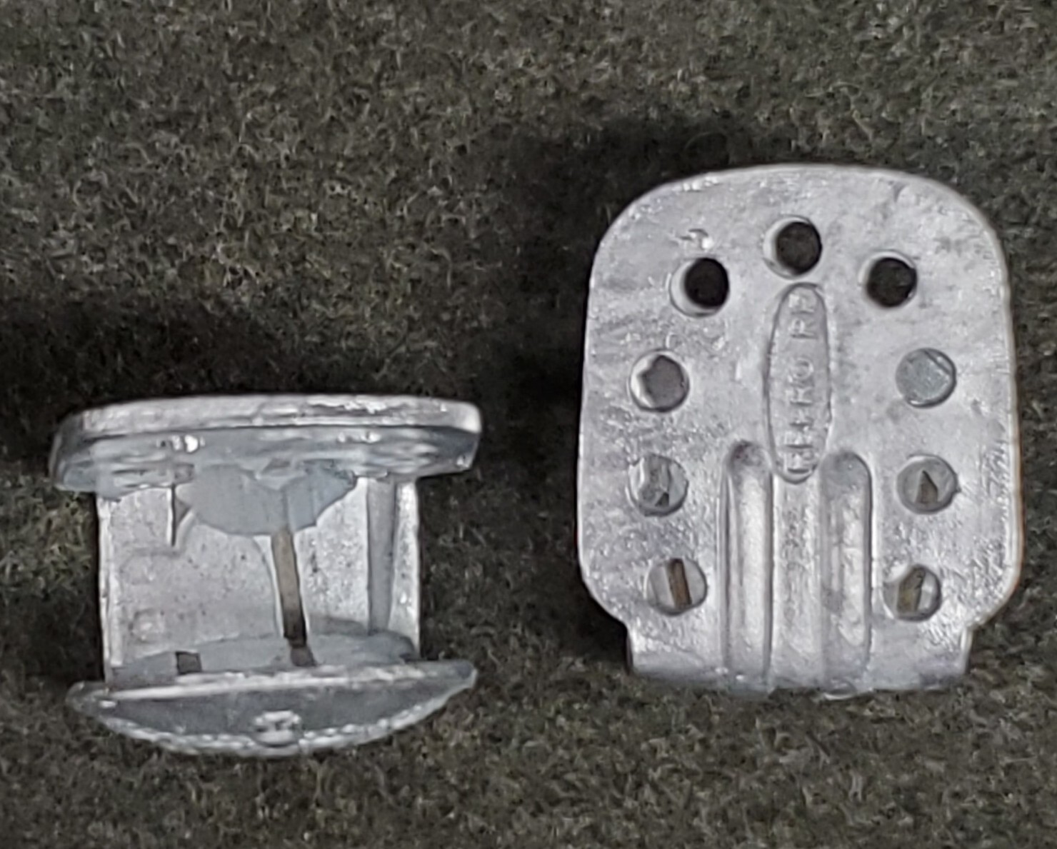 WWI German 1915coat hooks(ramps) silver finish, unpainted zinc sold in pairs