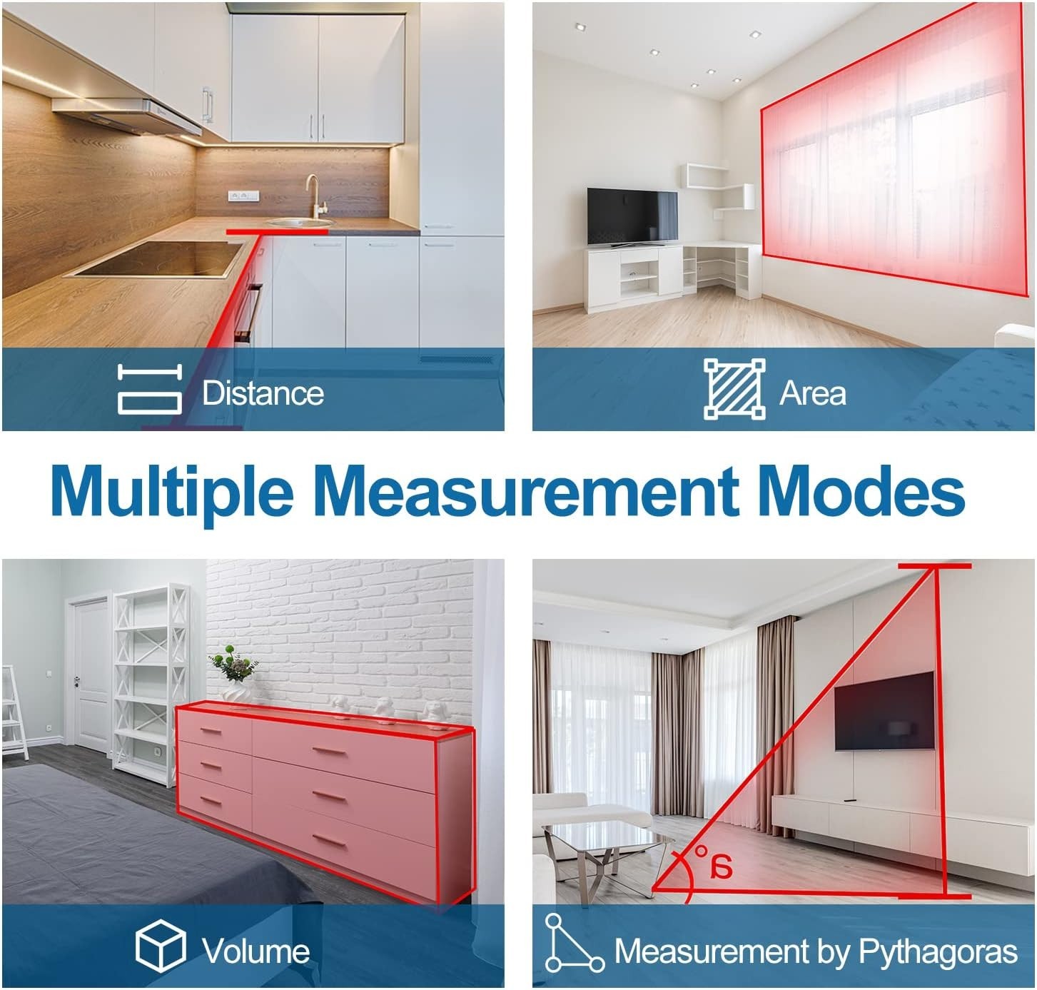 Medidor Laser De Distancia Digital Modo Pitagorico Hasta 165 Metros