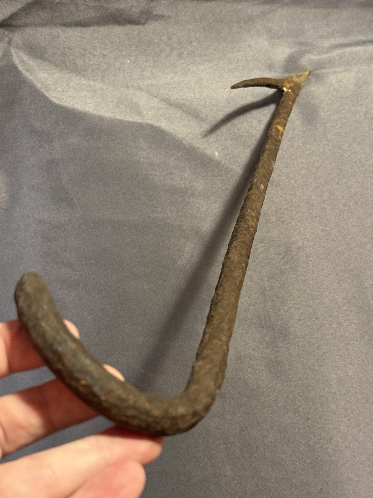 Early Antique Primitive Nautical Hand Held Wrought Iron Barbed Harpoon Gaff