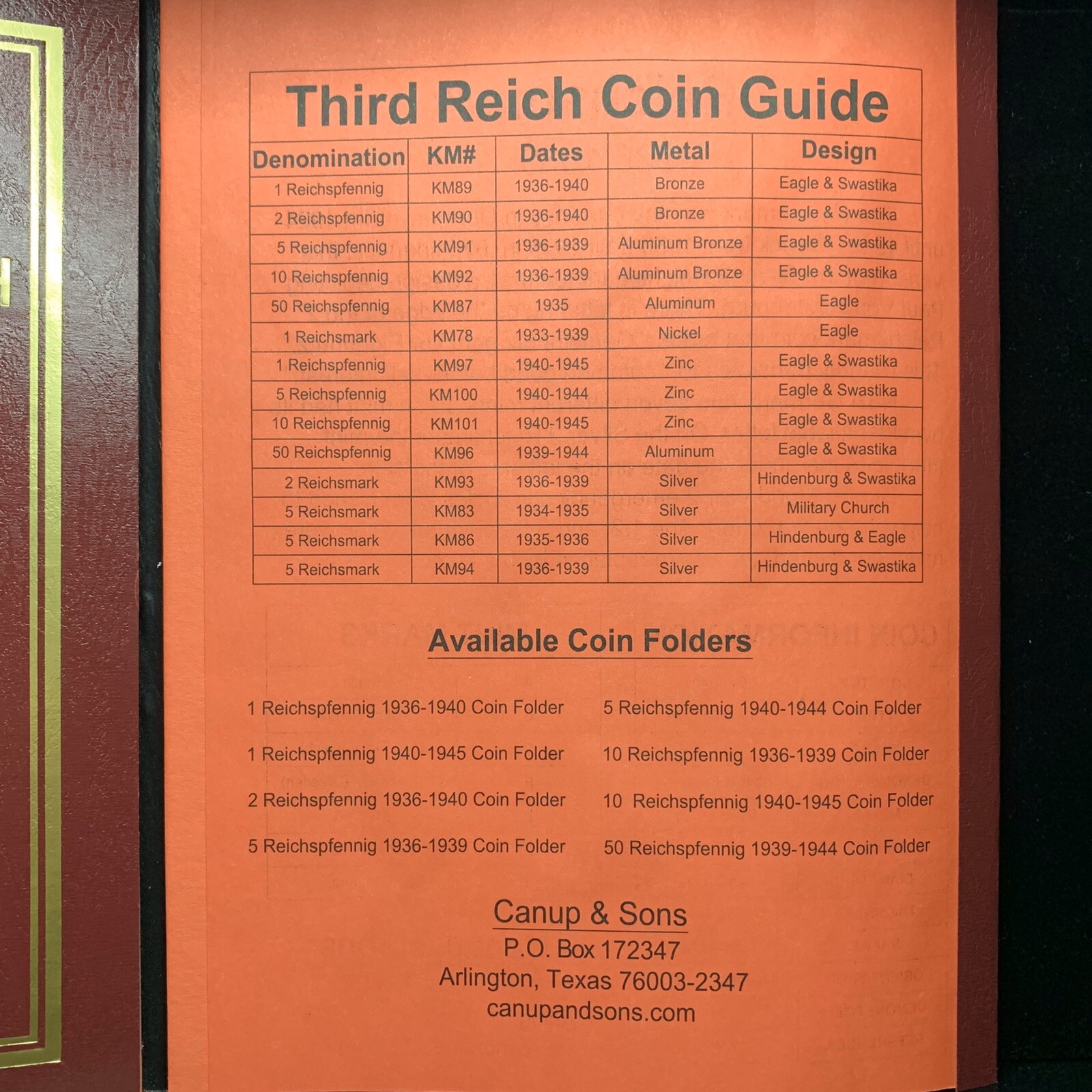 Third Reich Silver 2 Reichsmark 1936-1939 Coin Folder Flat Opening Album