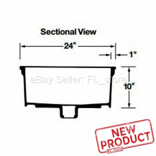 Floor Mount Mop Sink Service Basin 24 x 24 x 10" Single Bowl Center Drain White