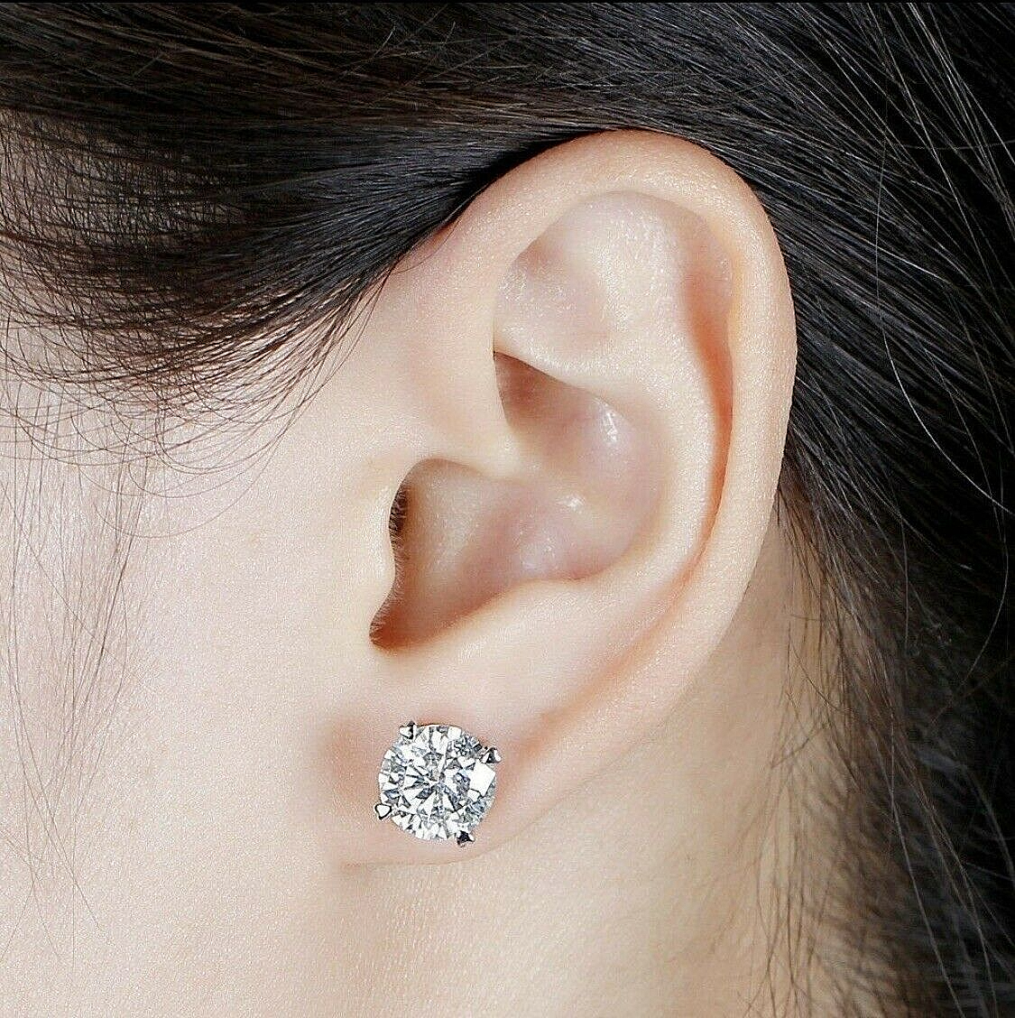 8.00 Ct Round Cut VVS1/D Real Certified Moissanite Stud Earrings 14k White Gold