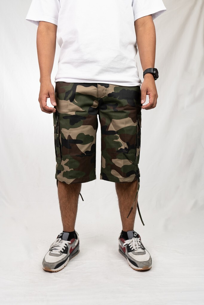 Camouflage Army Men's Baggy Streetwear Cargo Shorts-Casual Multi-Pocket