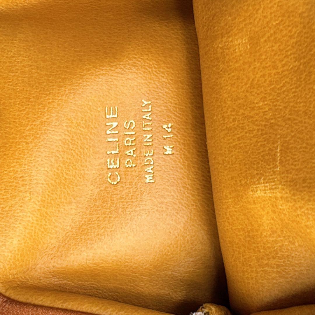 Celine Macadam Pattern Coin Pouch Clasp Accessory Case Leather Brown Used